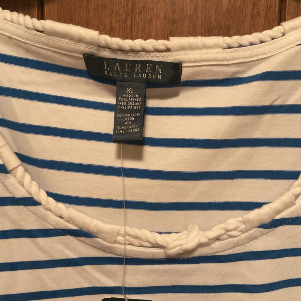 Ralph Lauren Blue and White Striped Short Sleeve Tee - Picture 2 of 3